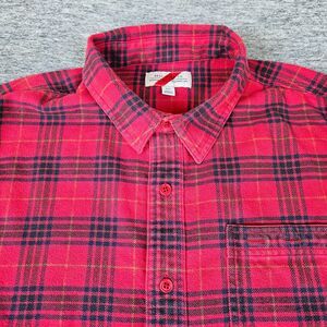 Best Made Co Flannel Shirt Mens Size 2XL XXL Red Button Up Work Elbow Pads Plaid